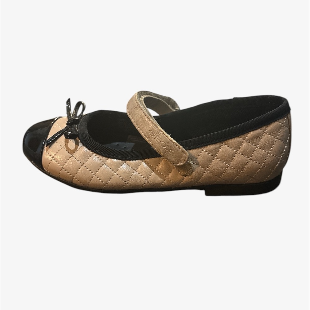 Geox Girls Pile Respira Quilted Mary Jane Flats Size 30 EU/ 12 US Tan/Black - Picture 3 of 12